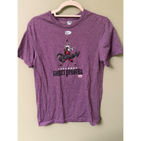 Ot Sports Tops - OT Sports Savannah Ghost Pirates Marvel Rocket Raccoon T-Shirt Purple Small